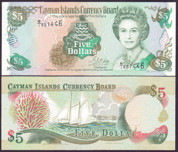 1996 Cayman Islands $5 (Unc) L001392